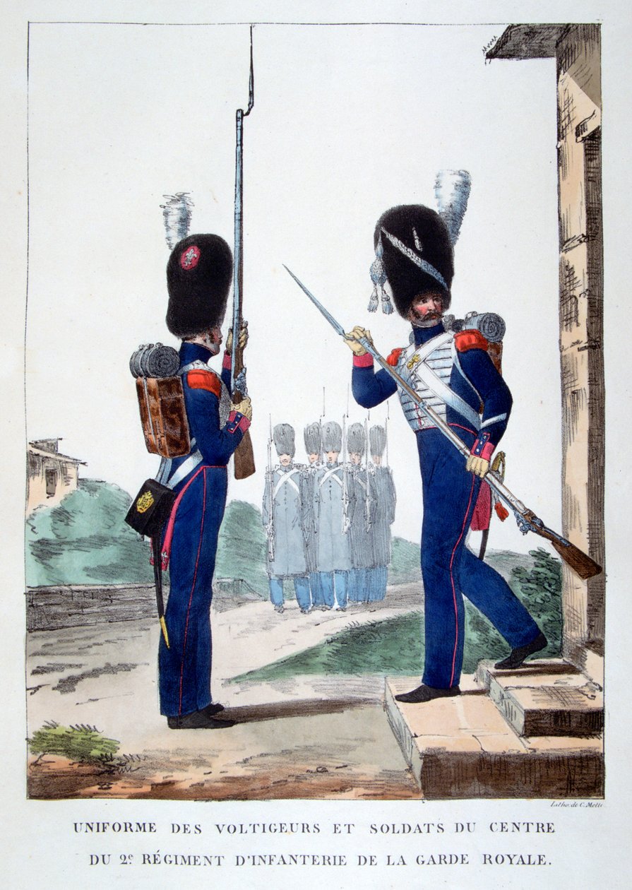 Uniformer av det andre infanteriet til den franske kongegarden, 1823. av Charles Etienne Pierre Motte