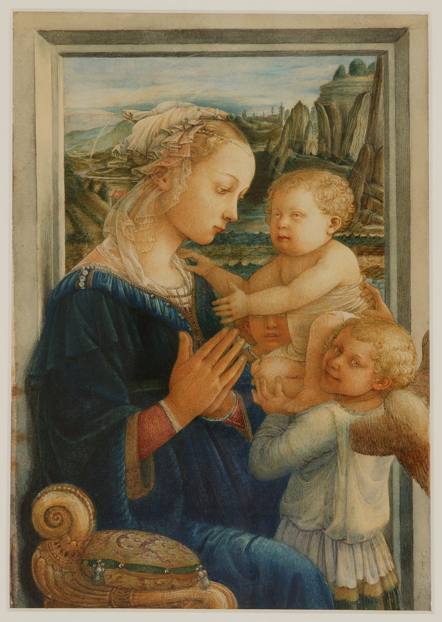 The Madonna and Child, etter Lippi, ca 1876-80 (akvarell og kroppsfarge på papir) av Charles Fairfax Murray