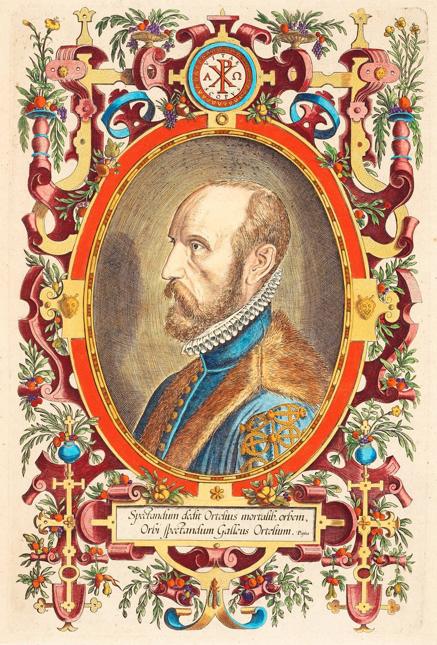 Portrett av Abraham Ortelius 1527-1598 Fra: The Theatre of the World, 1579 av Charles Fenderich