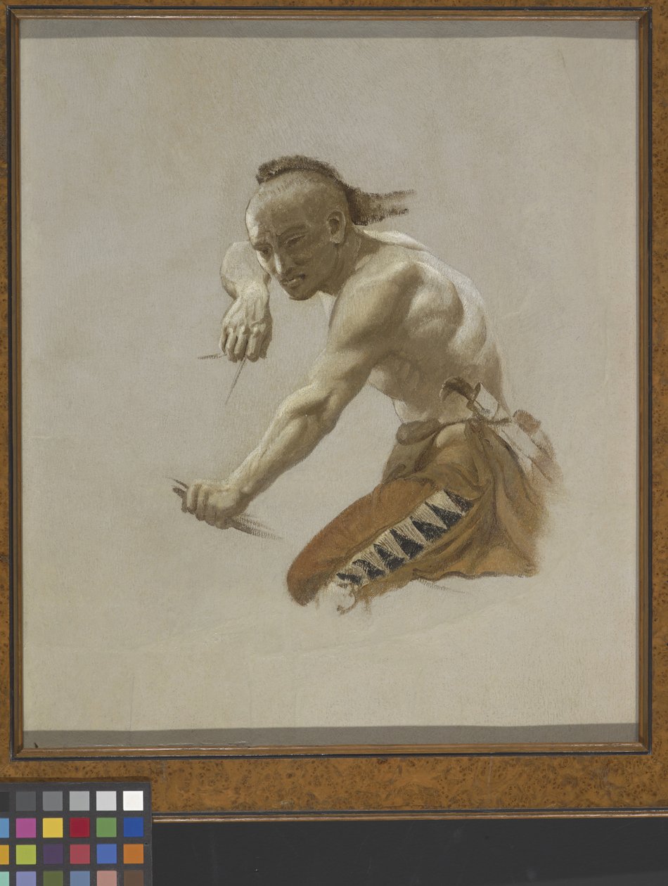 Study For Indian In Buffalo Hunt By Indians (olje på papir montert på lerret) av Charles Ferdinand Wimar