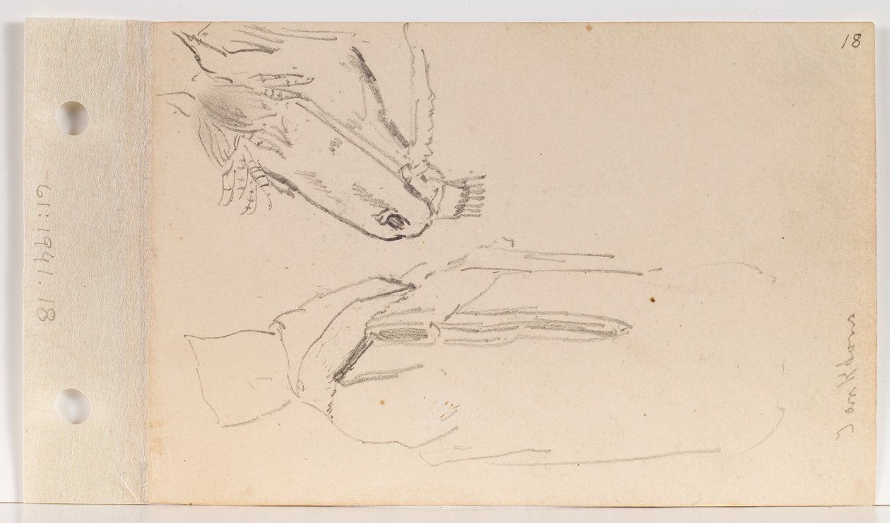 Studie av en Yankton-indianer og en hest (blad 18 recto) av Charles Ferdinand Wimar