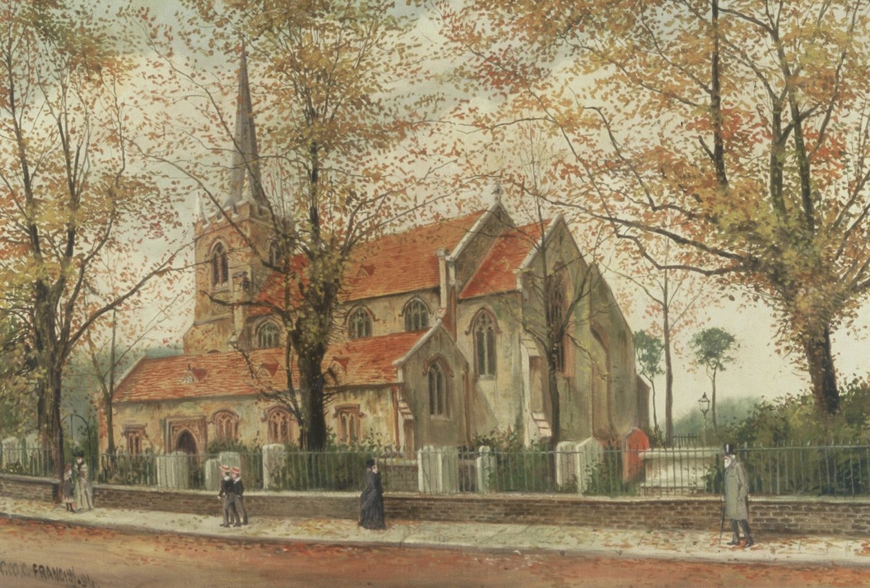 Utsikt over St Marys Church, Stoke Newington av Charles Francis
