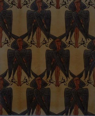Repeterende kjerubum, design for et stoff av Charles Francis Annesley Voysey