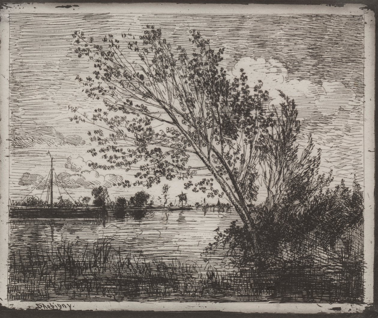 A Cluster of Alders, originalt inntrykk 1862, trykt i 1921. av Charles Francois Daubigny