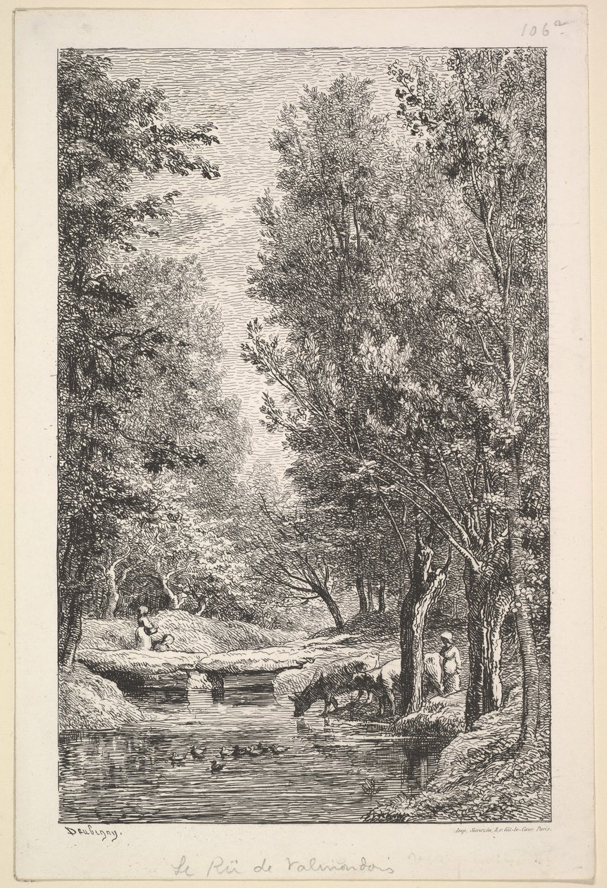 En bekk i Mondois-dalen, 1835-78. av Charles Francois Daubigny