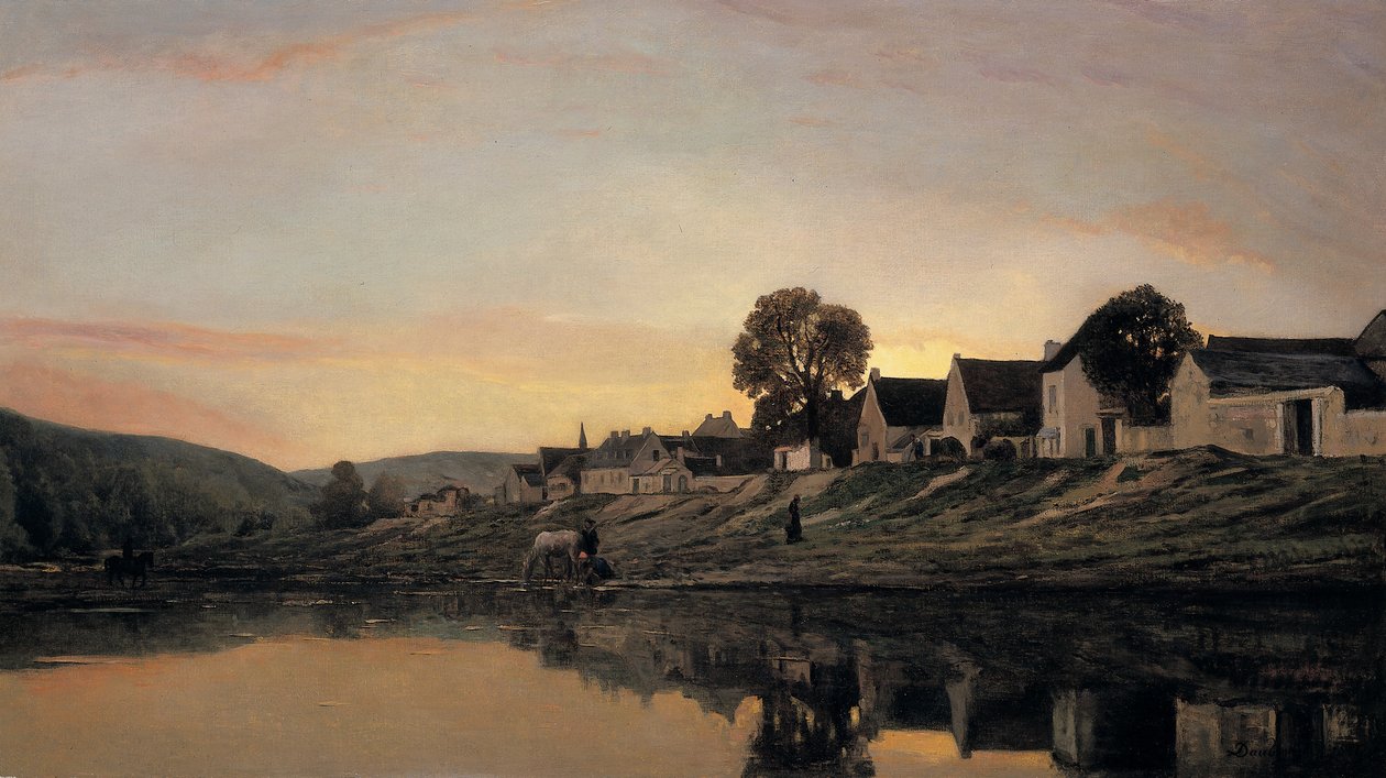 En landsby nær Bonnieres, 1861 av Charles Francois Daubigny