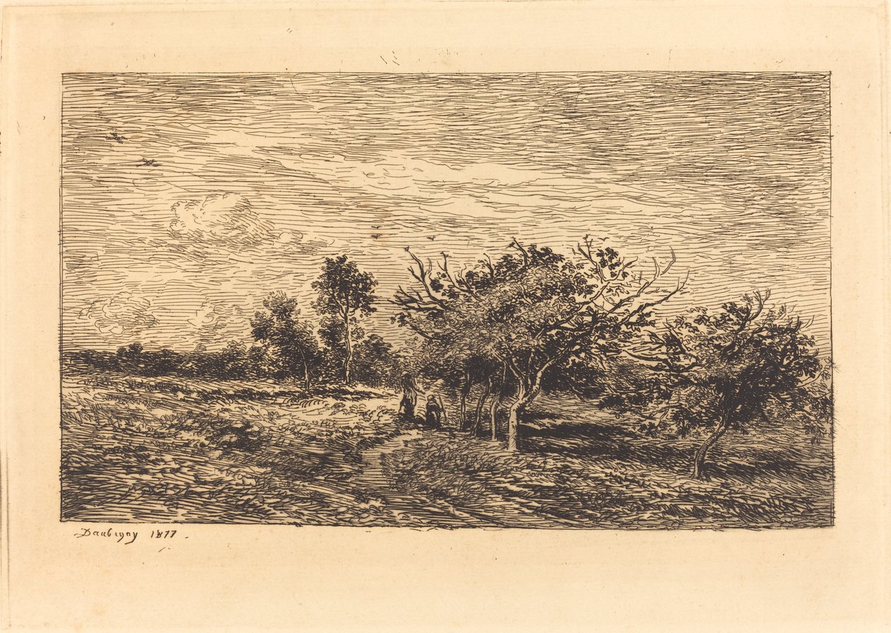 Epletrær i Auvers av Charles Francois Daubigny