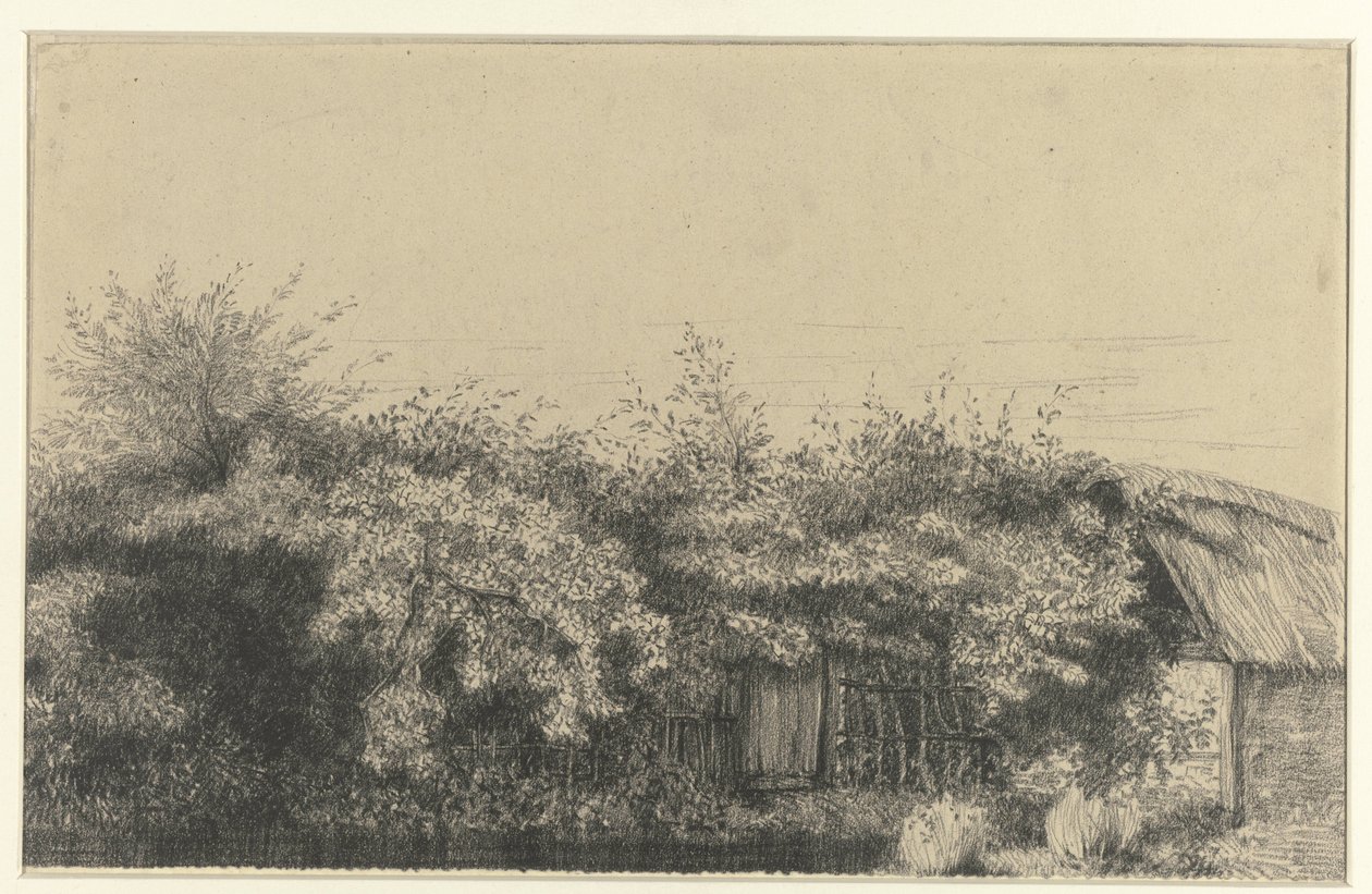 Gjengrodd gårdshus, Normandie av Charles Francois Daubigny