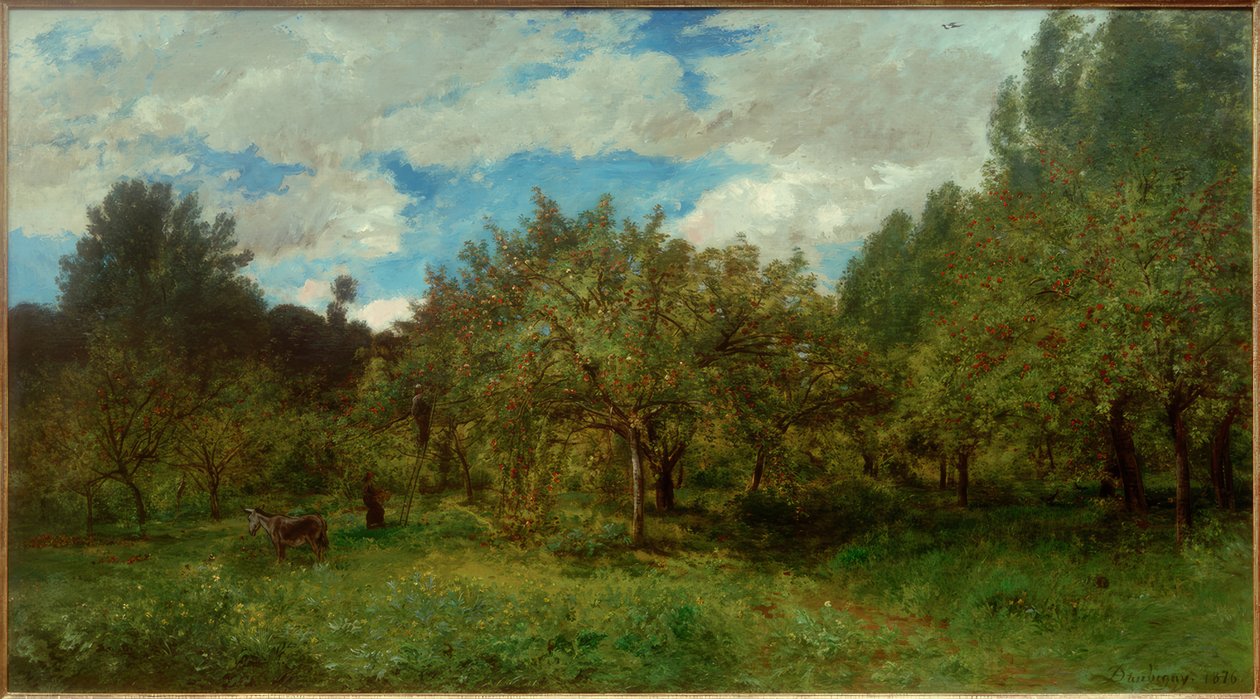 C.F.Daubigny, fransk frukthage ved innhøsting av Charles Francois Daubigny
