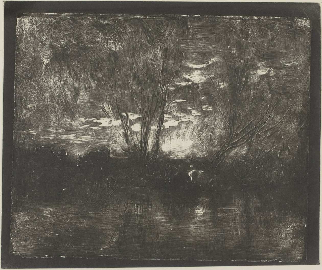 Kyr på vanningsplassen av Charles Francois Daubigny