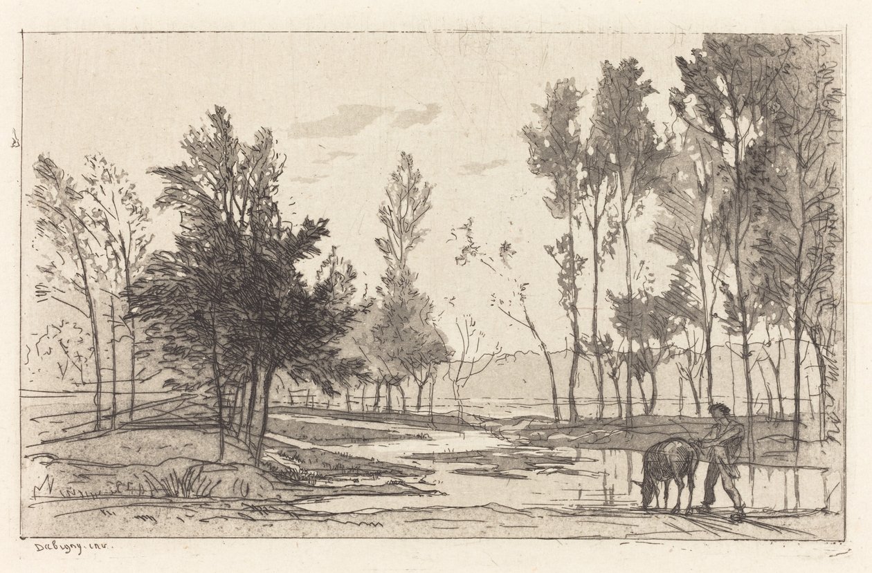 Esel på et vanningssted av Charles Francois Daubigny