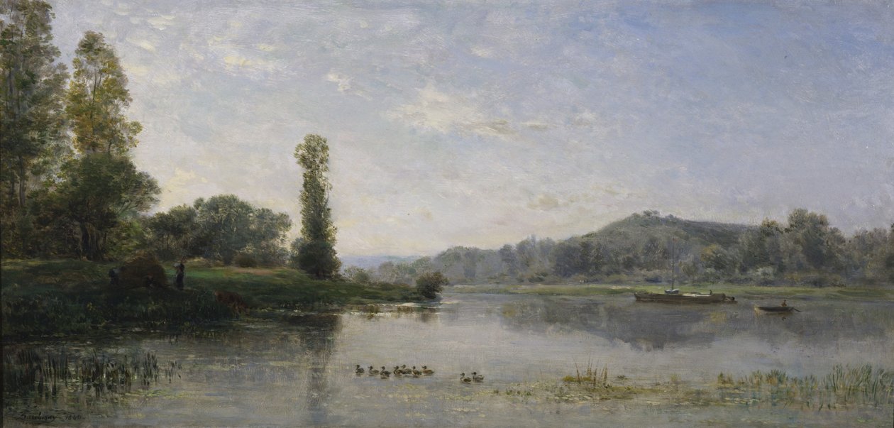 Landskap med en elv, 1860 av Charles Francois Daubigny