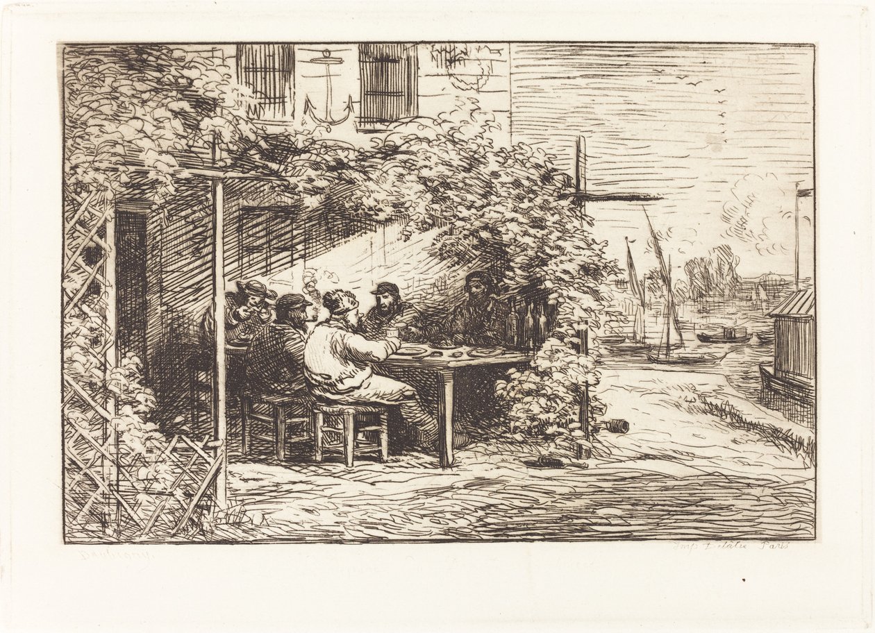 Lunsj på vei til Asnieres av Charles Francois Daubigny