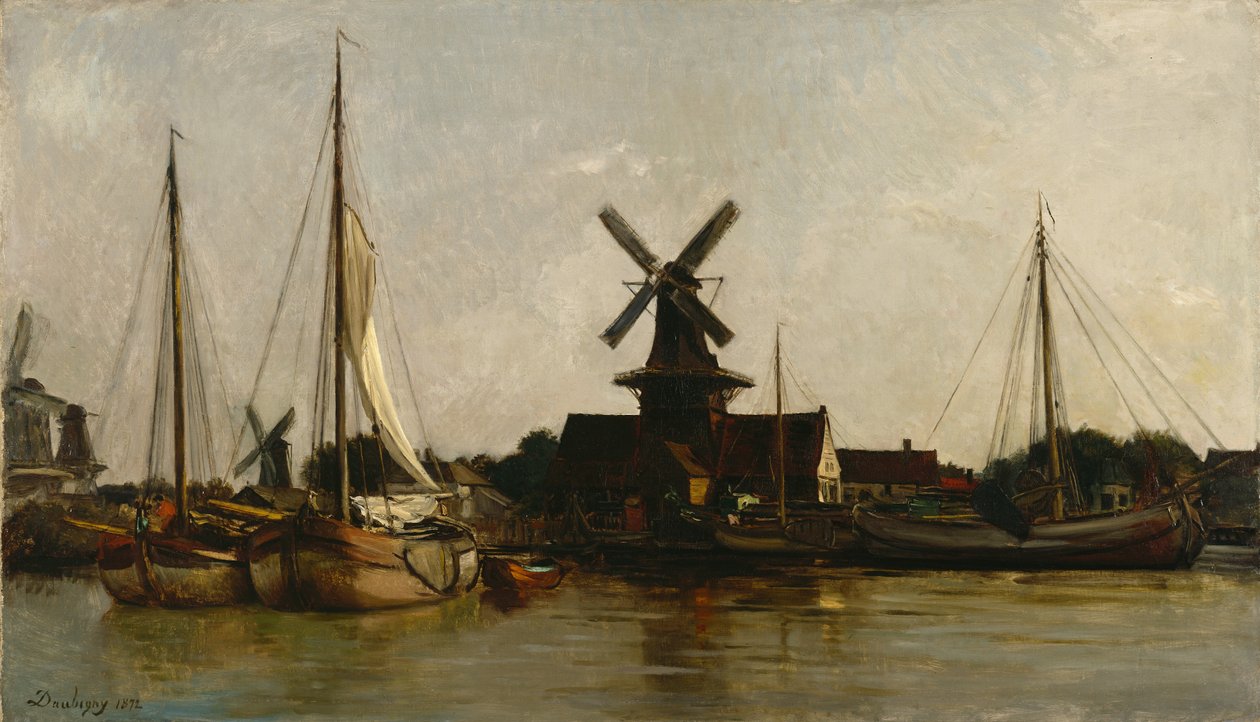 Mills i Dordrecht, 1872 av Charles Francois Daubigny