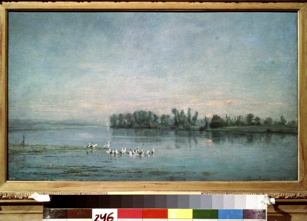 ""Early Morning"" (morgen) Maleri av Charles-Francois (Charles Francois) Daubigny (1817-1878) 1858 Pushkin-museet, Moskva av Charles Francois Daubigny