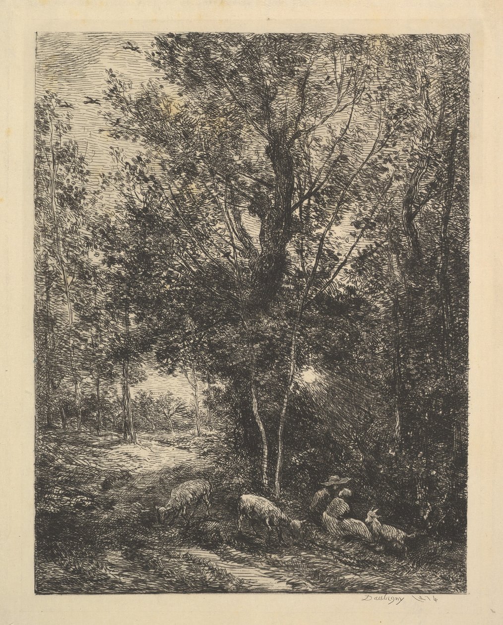 Hyrde og gjeterinne, 1874. av Charles Francois Daubigny