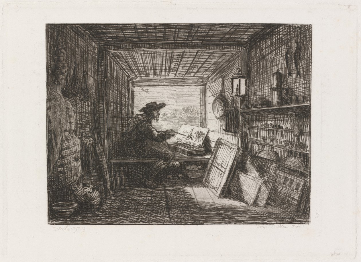 Studio på båten (Le Bateau-atelier) av Charles Francois Daubigny