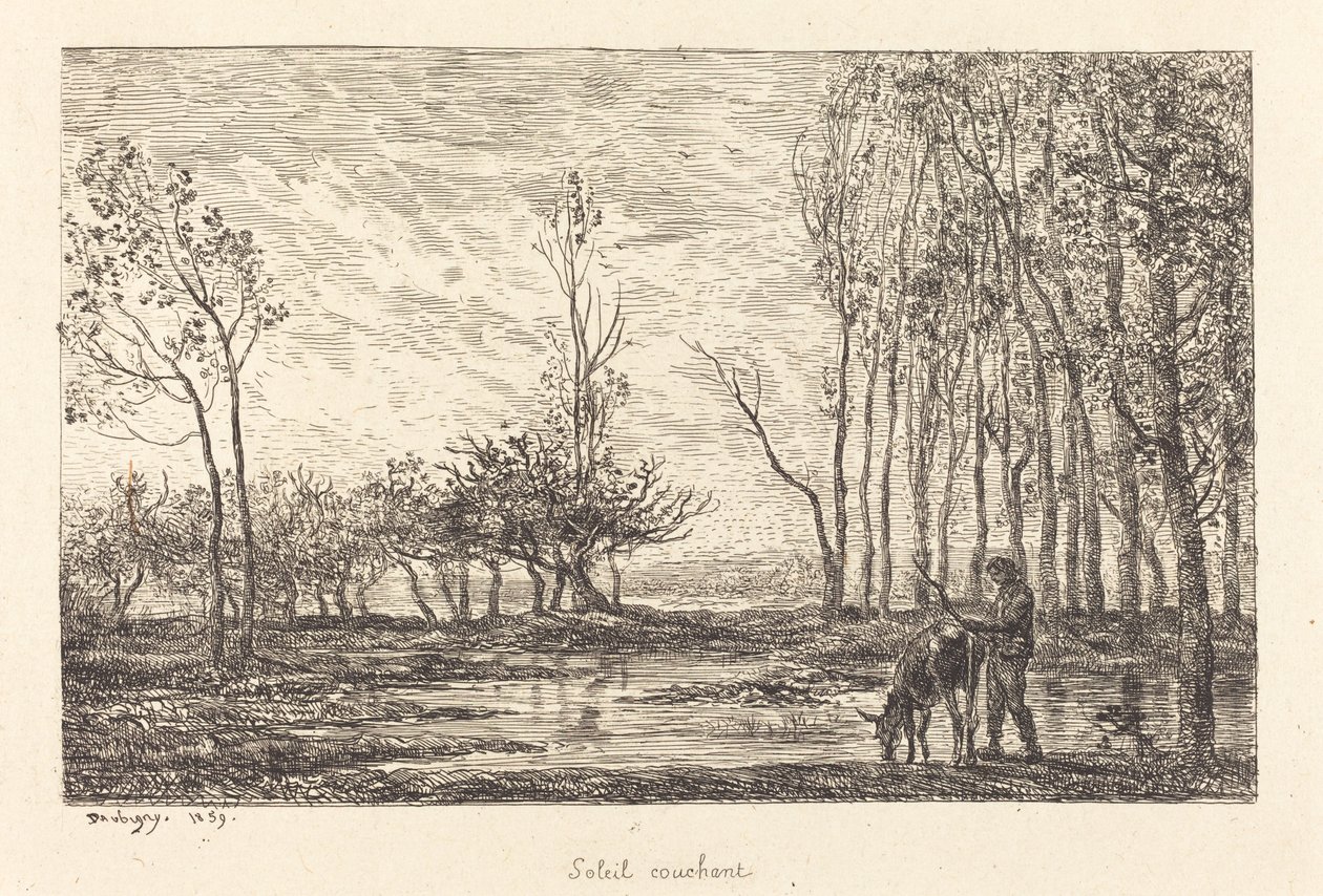Solnedgang av Charles Francois Daubigny