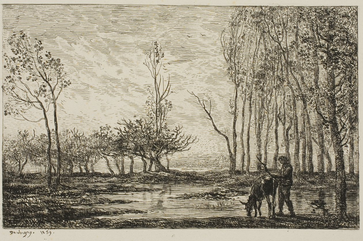 Solnedgang av Charles Francois Daubigny
