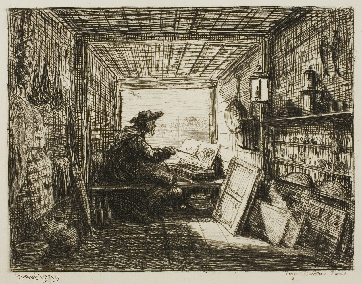 The Boat Studio, fra The Boat Trip av Charles Francois Daubigny