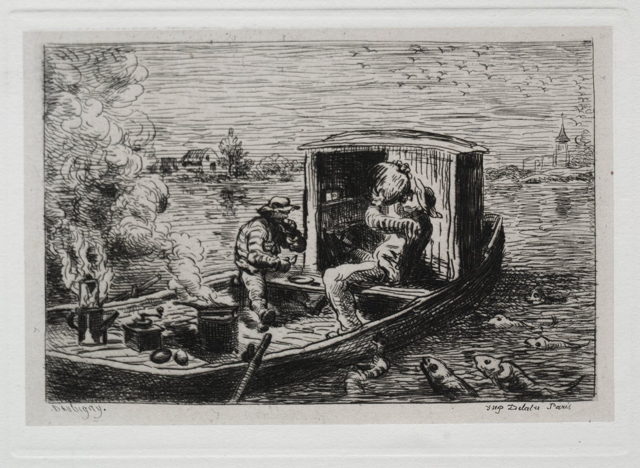 Båtturen: Guzzling eller lunsj på båten av Charles Francois Daubigny