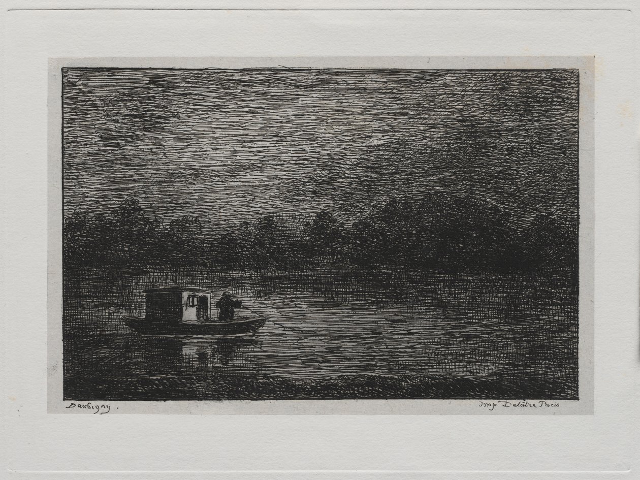 Båtturen: Nattreise eller garnfiske (andre versjon) av Charles Francois Daubigny