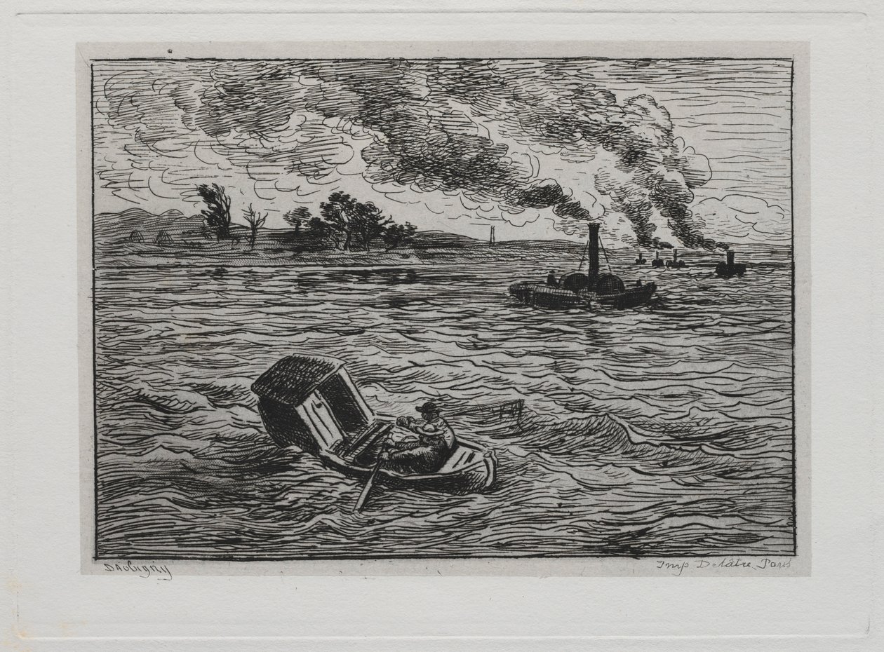 Båtturen: Dampbåtene eller se opp for dampskipene, 1861. av Charles Francois Daubigny