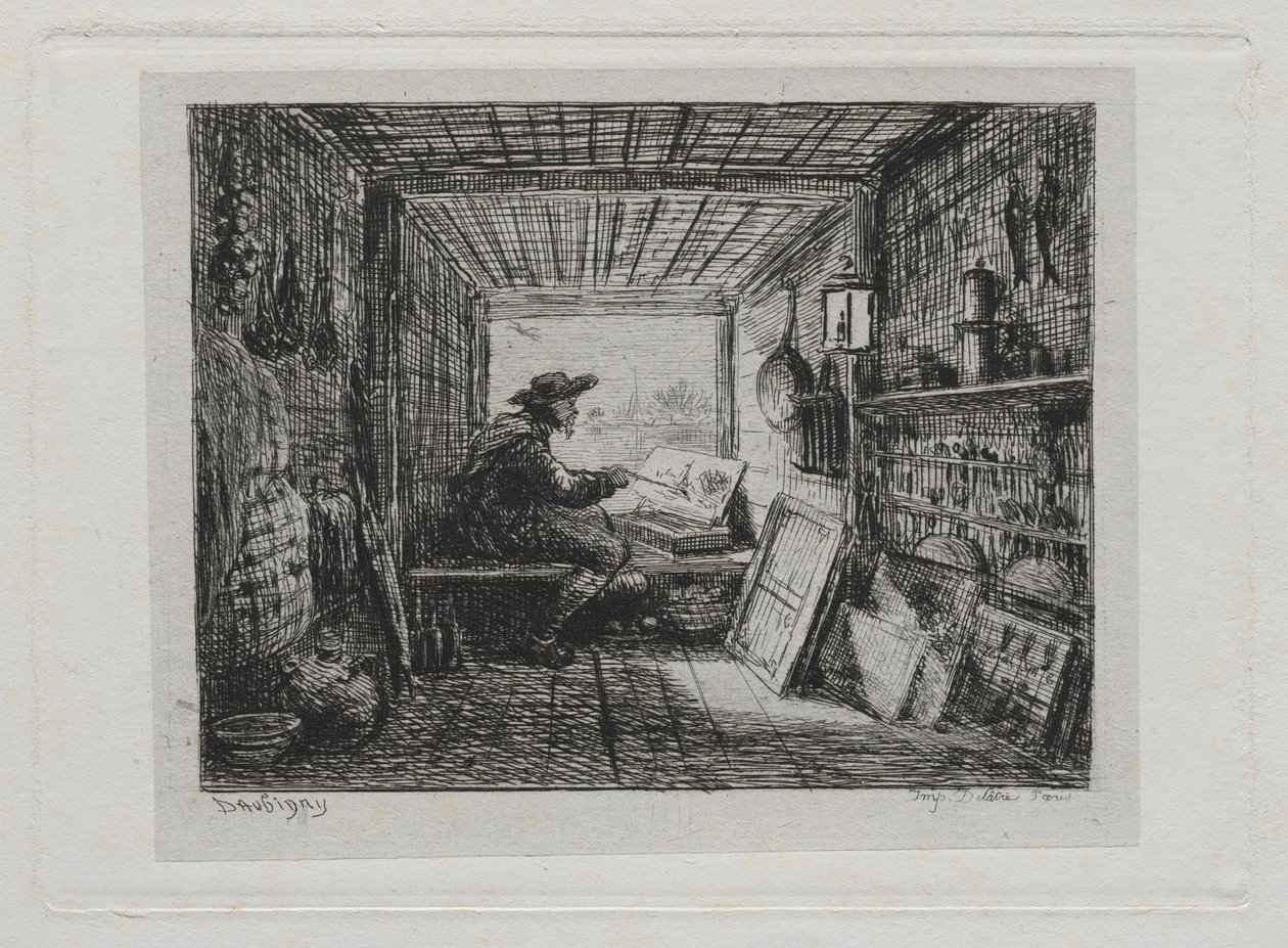 Båtturen: Studioet på båten av Charles Francois Daubigny