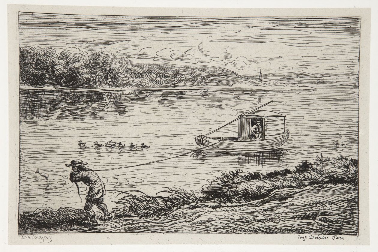 Skipsgutten sleper linen av Charles Francois Daubigny