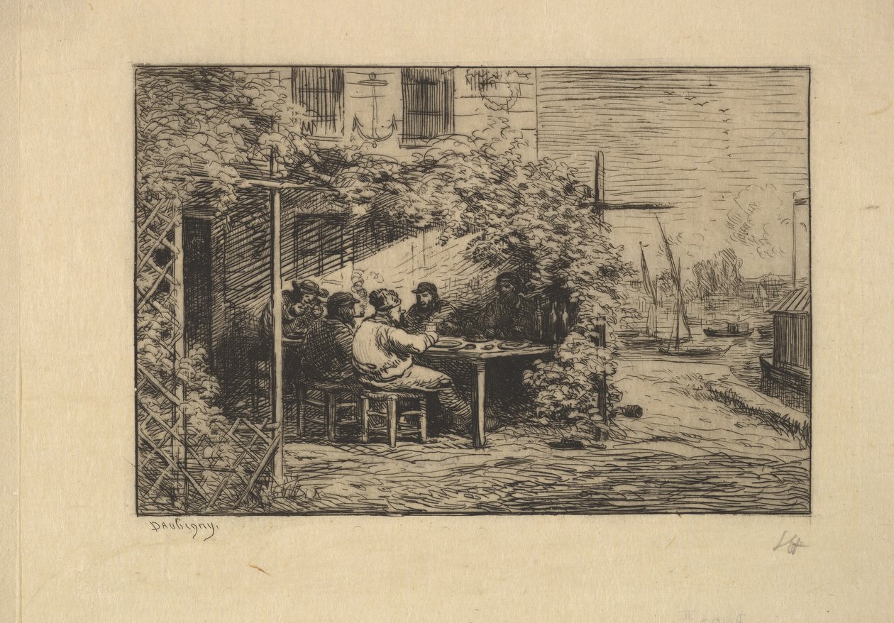 Avskjedsfrokosten på Asnières, 1861. av Charles Francois Daubigny
