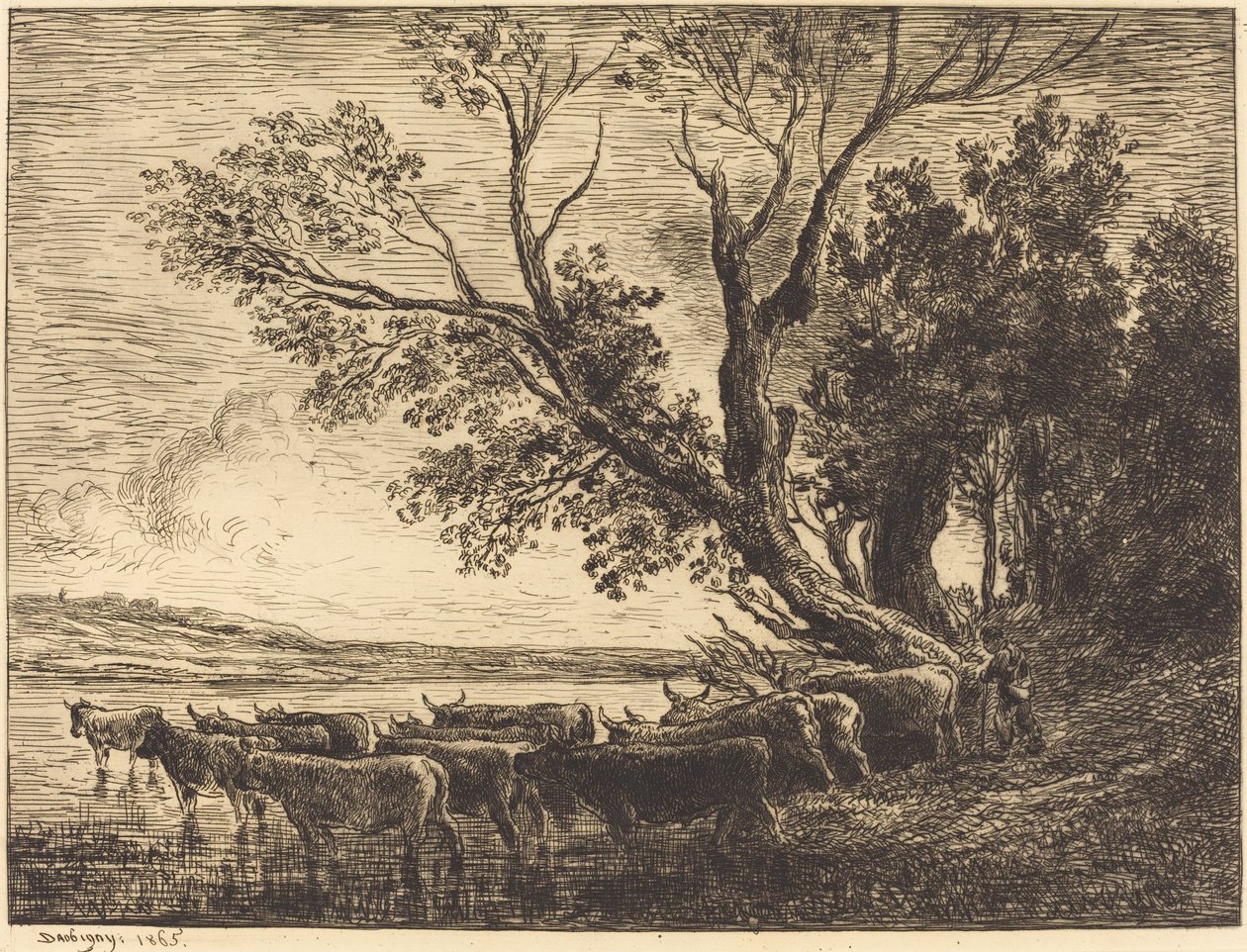 Ford (Le Gue) av Charles Francois Daubigny