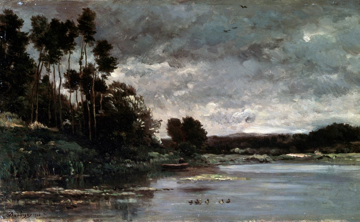 Elvebredden, 1866. av Charles Francois Daubigny