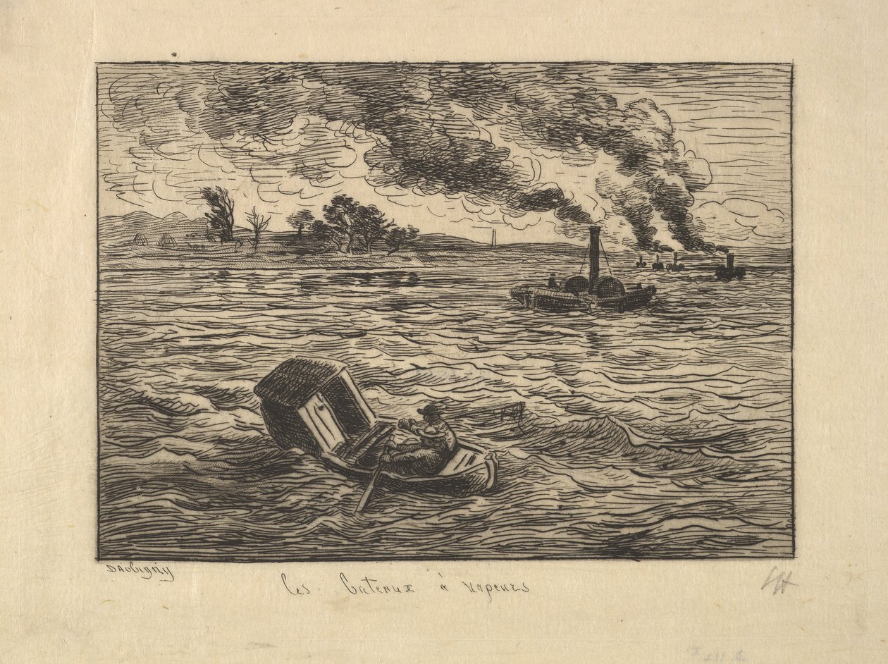 Dampbåtene, 1861. av Charles Francois Daubigny
