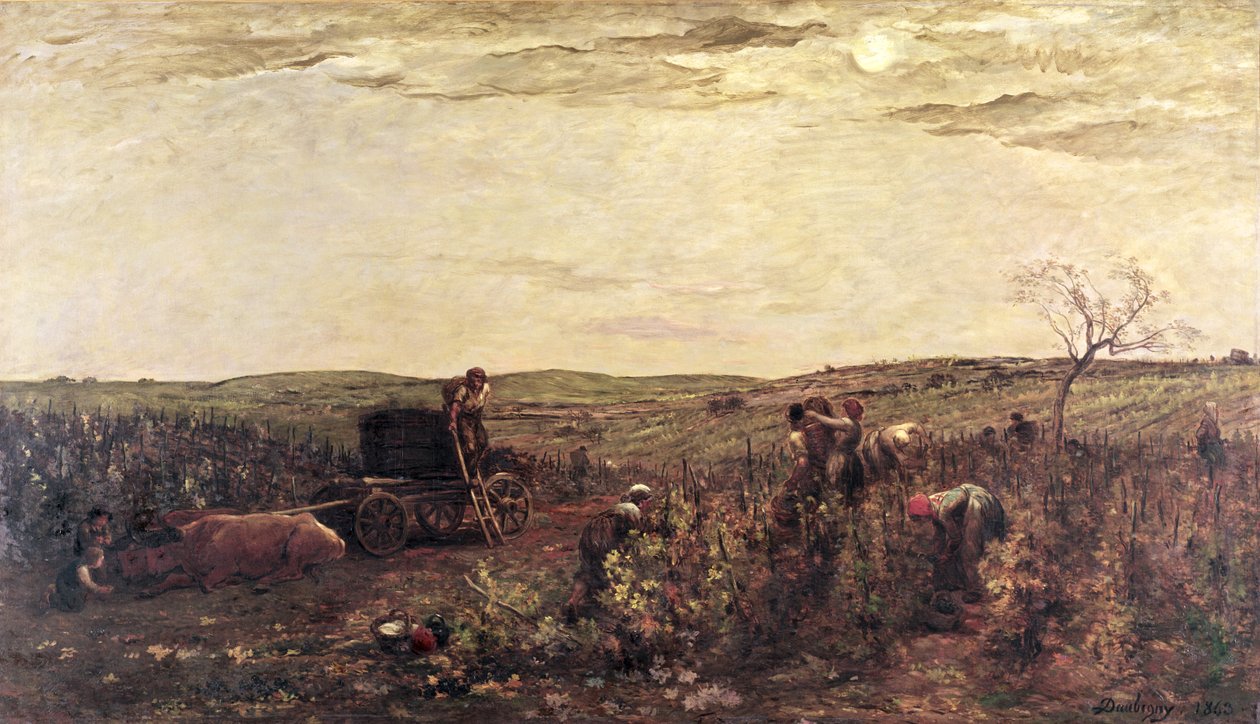 Vinhøsten i Burgund, 1863 av Charles Francois Daubigny