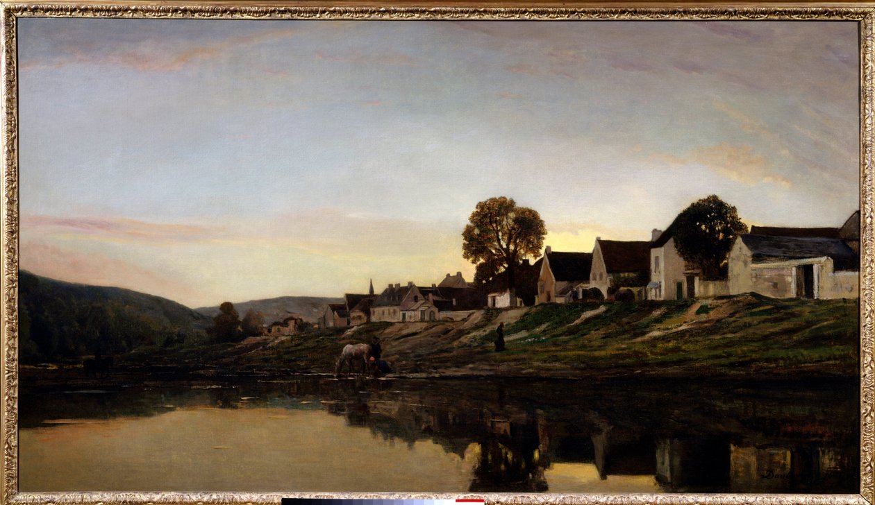 Landsby nær Bonnieres Maleri av Charles Francois Daubigny (1817-1878) 1861 Privat samling. av Charles Francois Daubigny