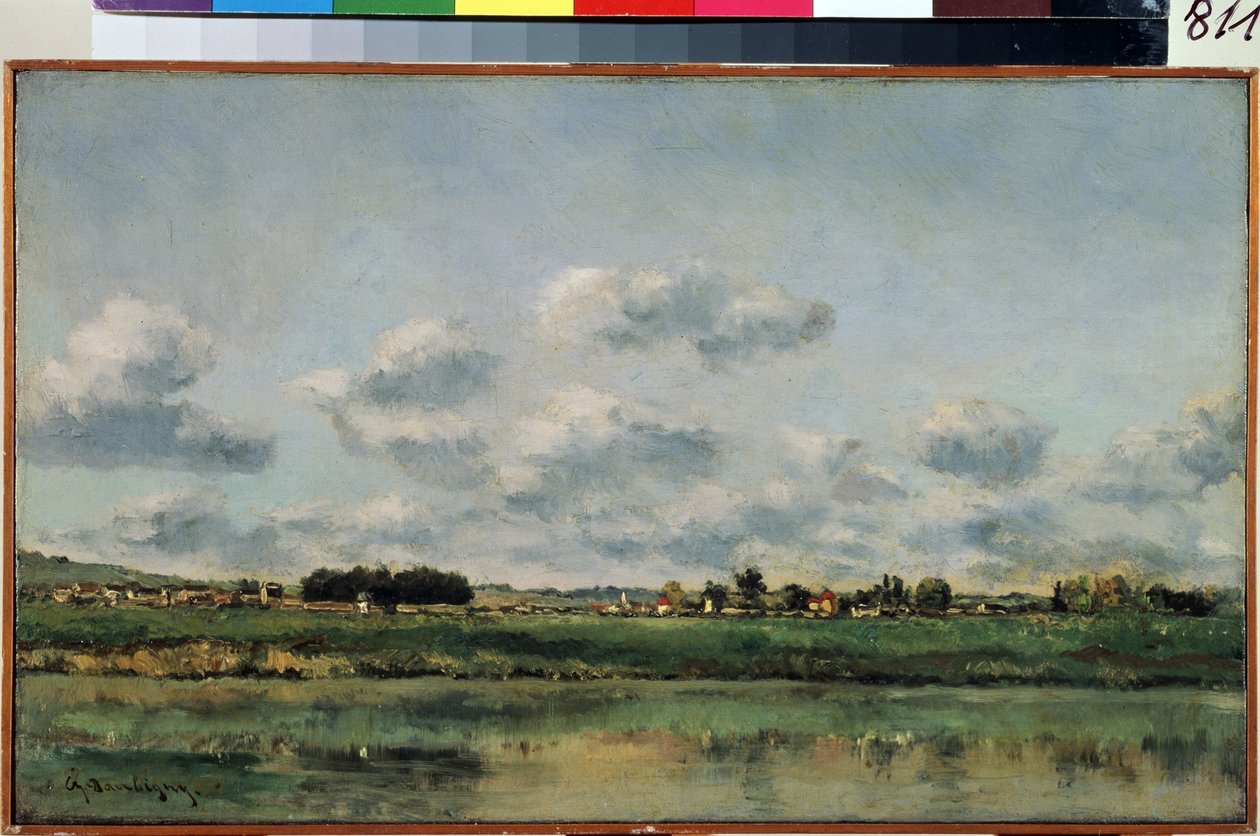 ""the banks of the Loing in Seine-et-Marne (Seine et Marne)"" (Banks of the Loing) Maleri av Charles Francois Daubigny (1817-1878) 1858-1859 Dim. 25x41 cm Eremitagemuseet, St. Petersburg (Saint) PETERSBOURG) av Charles Francois Daubigny
