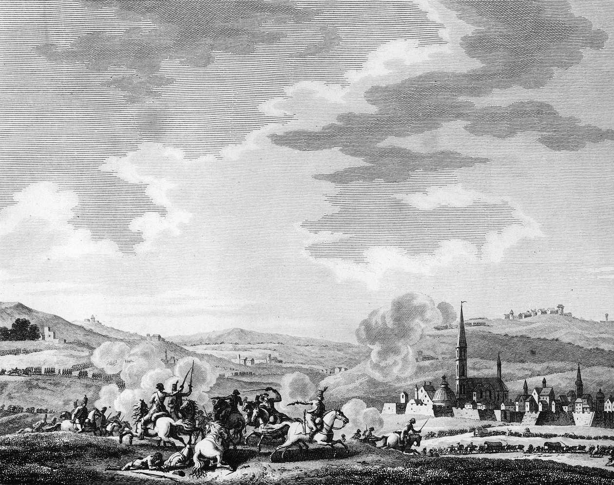 Den franske revolusjonen: Slaget ved Nerwinden 18. mars av Charles Francois Gabriel Levachez