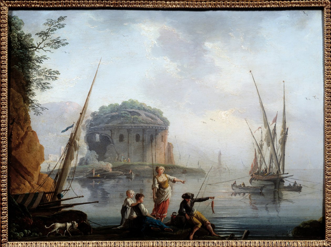 Marinemaleri av Charles Francois Grenier de la Croix dit Lacroix de Marseille (? -1782) 1700-talls søn. 0,27x0,38 m Rouen, Museum of Fine Arts av Charles Francois Lacroix de Marseille