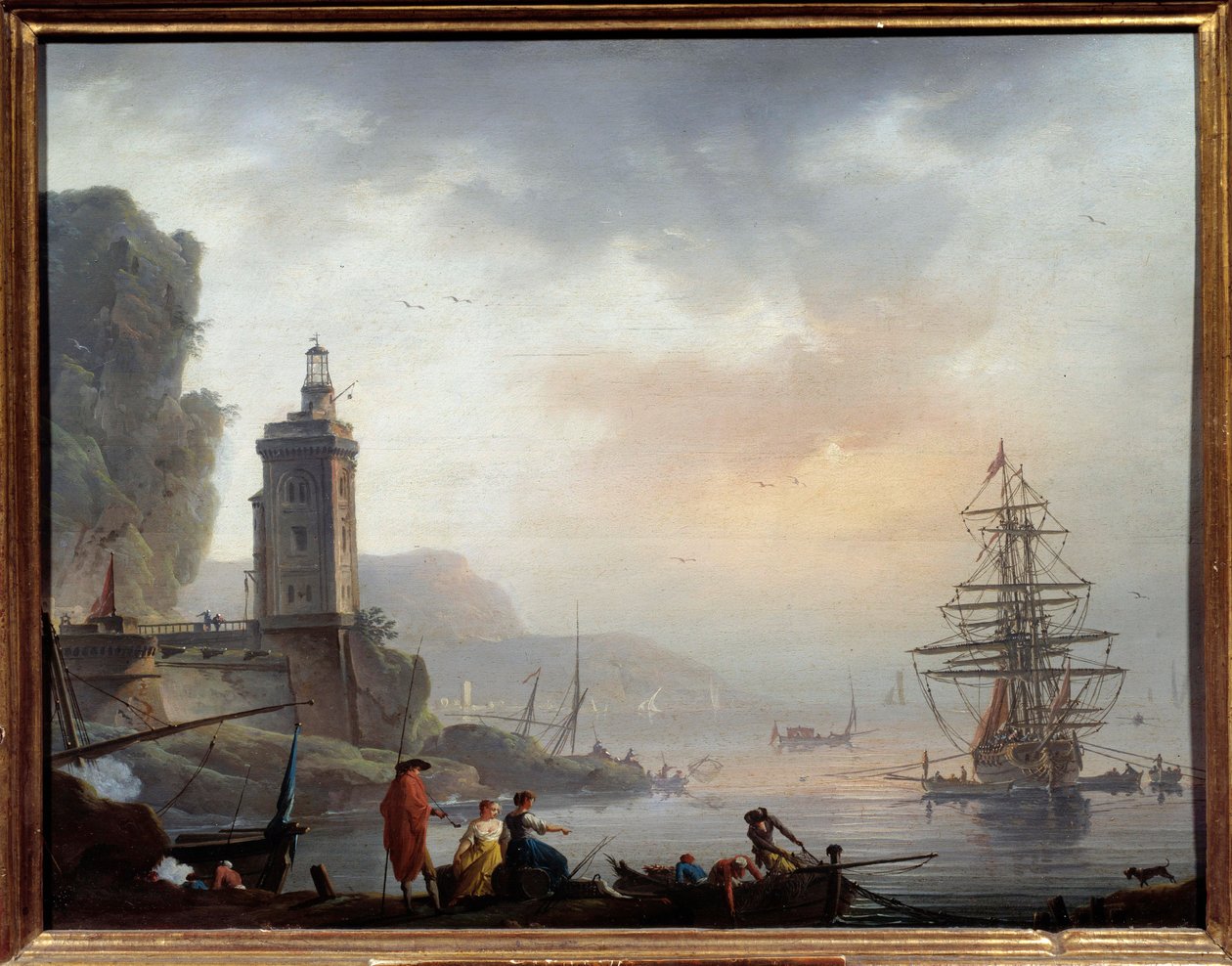 Seaside Painting av Charles Francois Grenier de Lacroix dit Lacroix de Marseille (1720-1779) Marseille fra 1700-tallet, Musee des Beaux Arts av Charles Francois Lacroix de Marseille