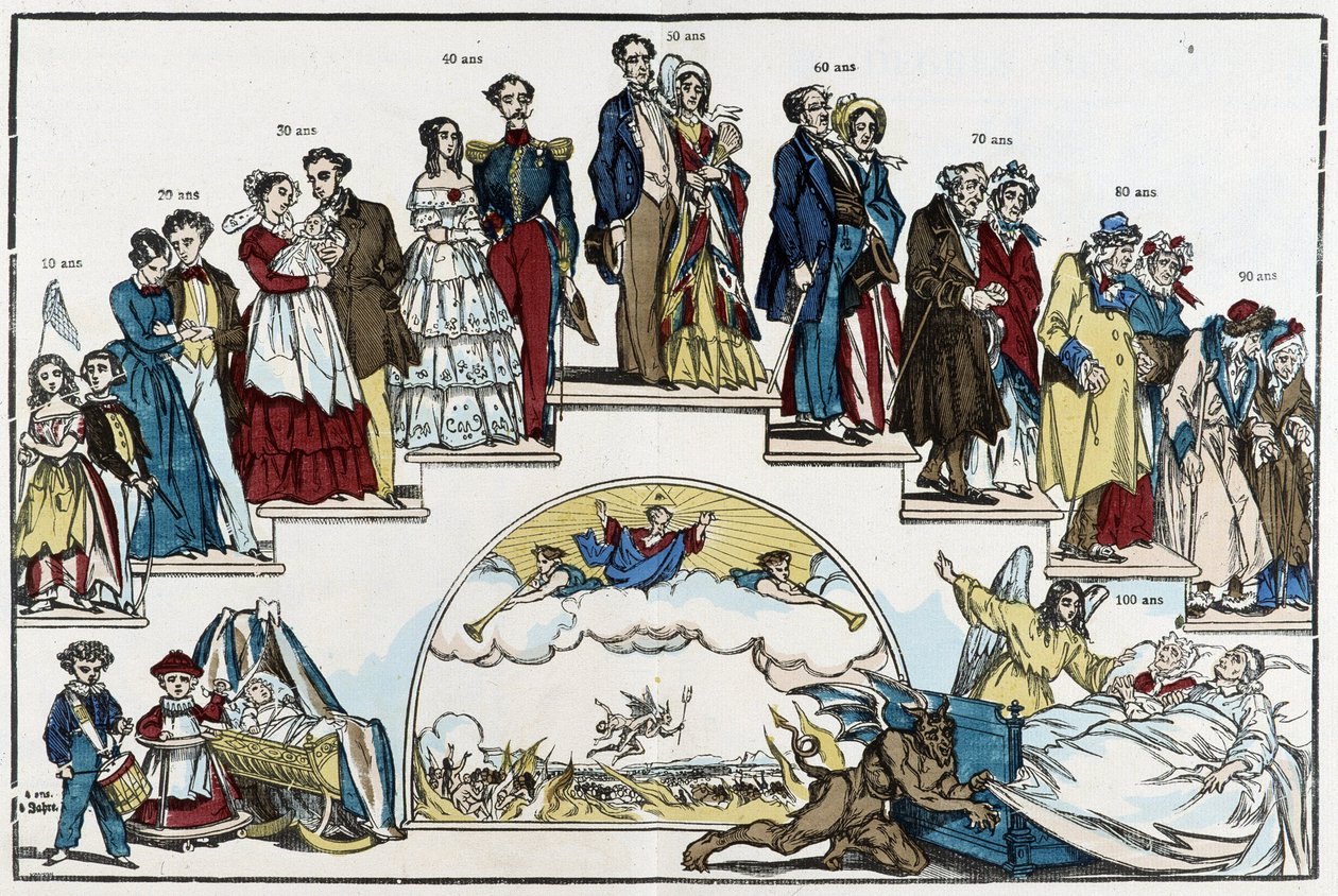 The Ages of Life - tegning av Pinot, sent på 1800-tallet av Charles Francois Pinot