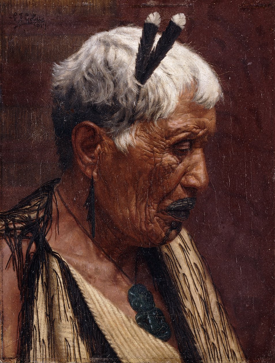 Ser bakover - Wiripine Ninia, en Ngatiawa-høvding av Charles Frederick Goldie