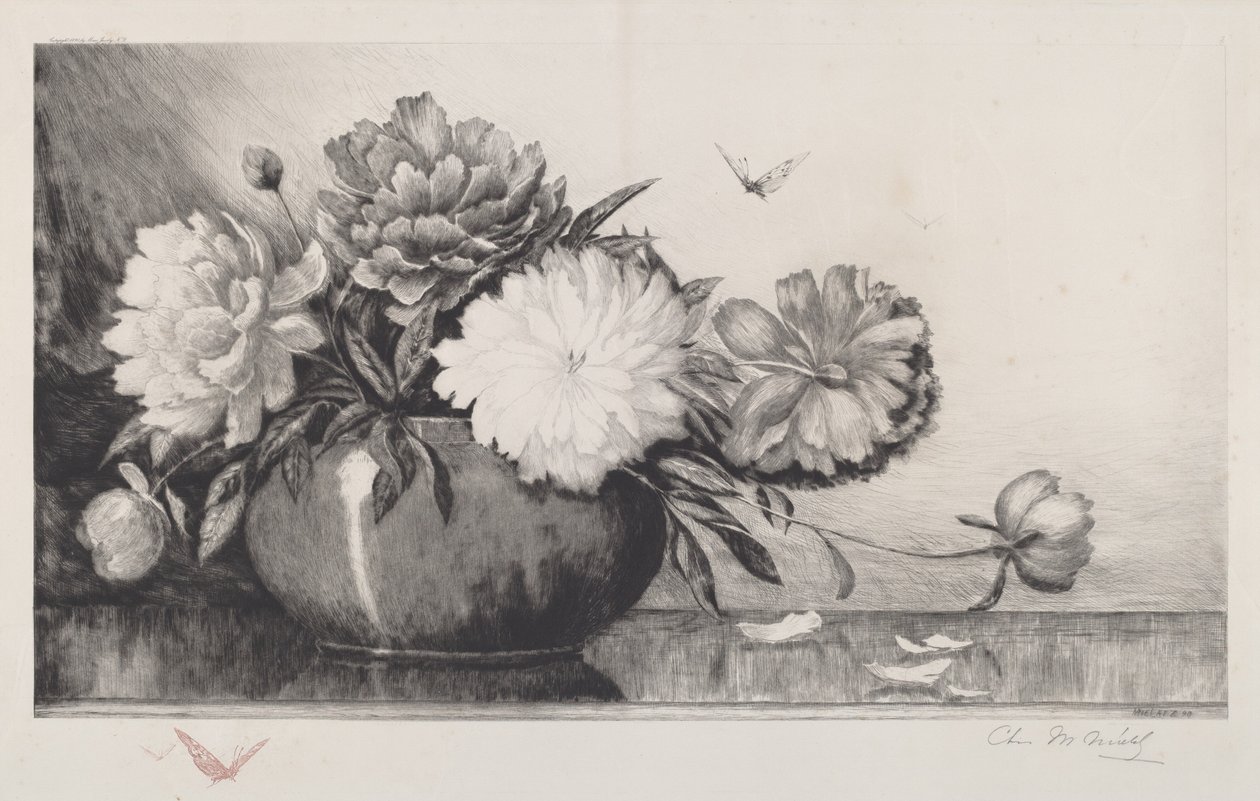 Uten tittel Peonies in a Bowl, 1890. av Charles Frederick William Mielatz