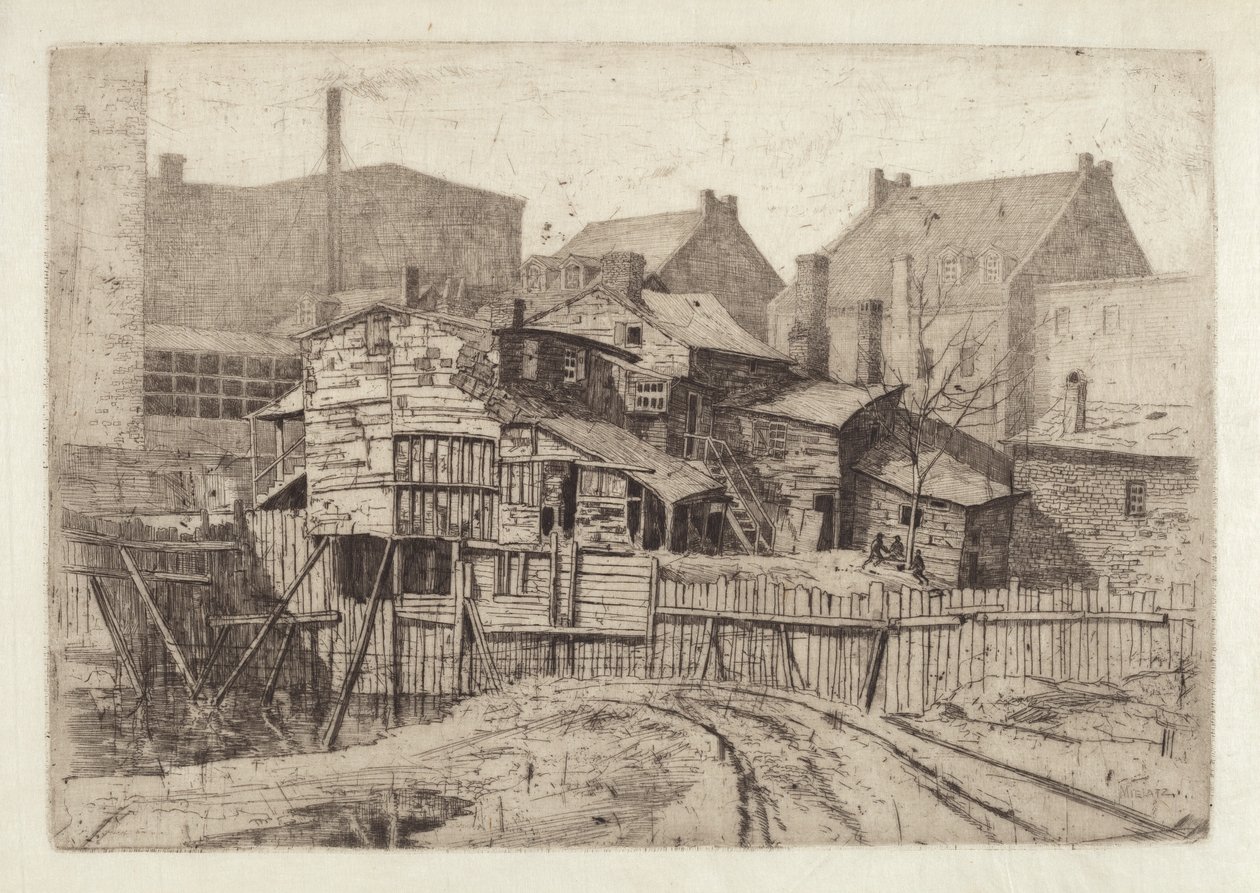 Uten tittel trehus i byen, 1880-tallet. av Charles Frederick William Mielatz
