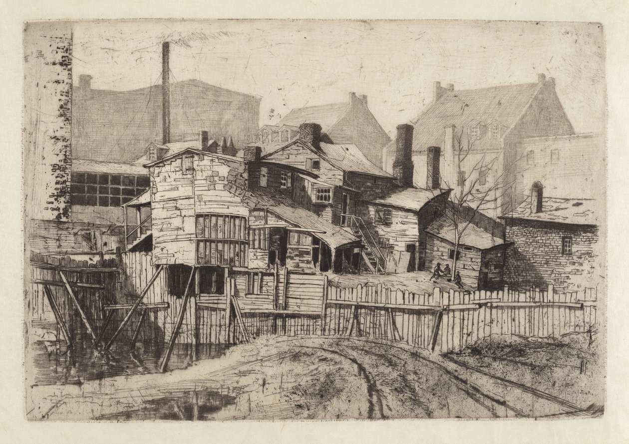 Uten tittel trehus i byen, 1880-tallet. av Charles Frederick William Mielatz