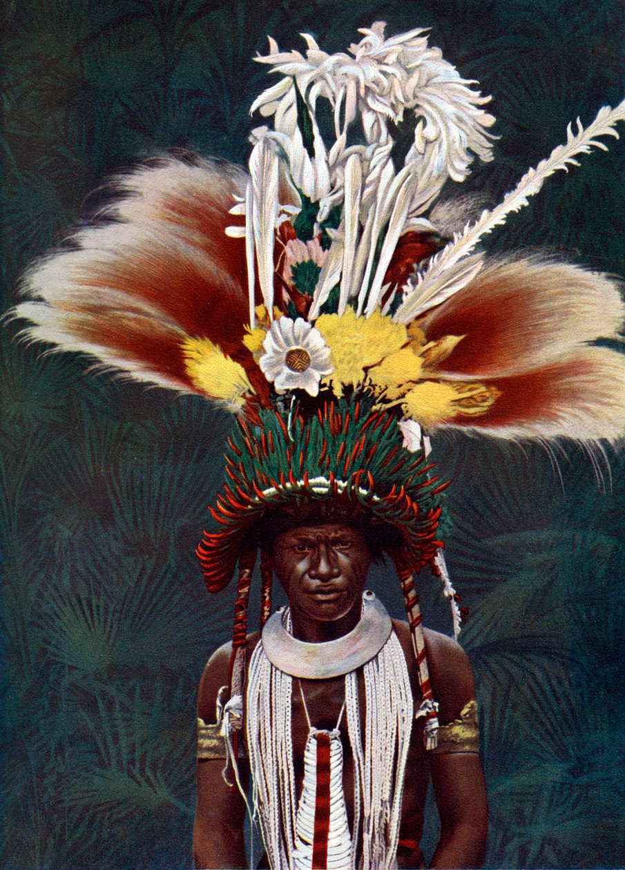 En Roro-høvding kledd for en seremoniell dans, Papua Ny-Guinea, 1920. av Charles Gabriel Seligman