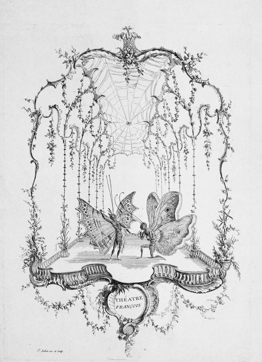 French Theatre Théatre Français, fra Essay on Human Butterflies av Saint A..., ca. 1756-60. av Charles Germain de Saint Aubin