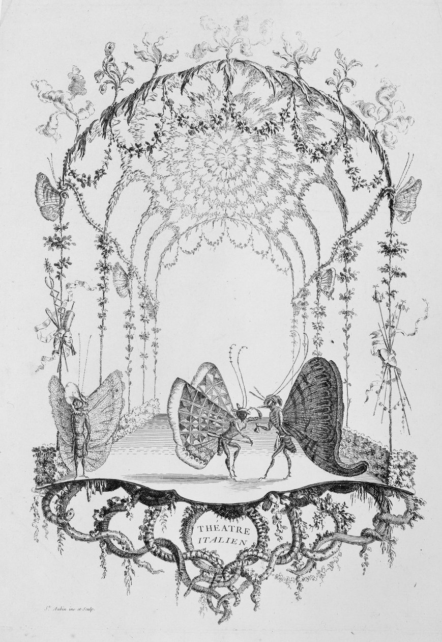 Italian Theatre Italian Theatre, fra Essai de Papilloneries Humaines par Saint A..., ca. 1756-60. av Charles Germain de Saint Aubin