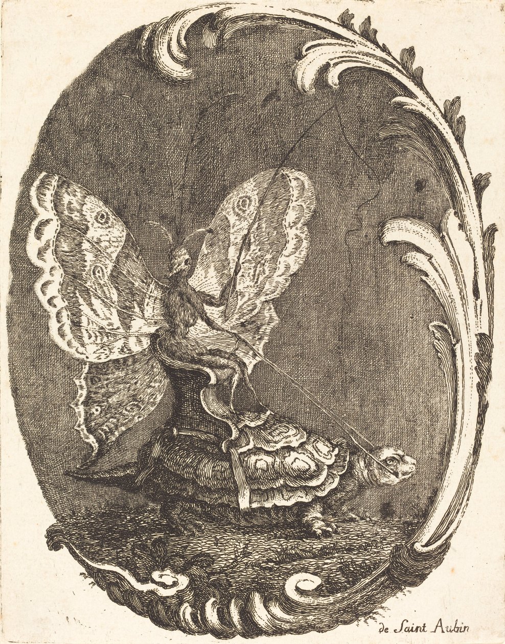Sommerfuglen og skilpadden av Charles Germain de Saint Aubin
