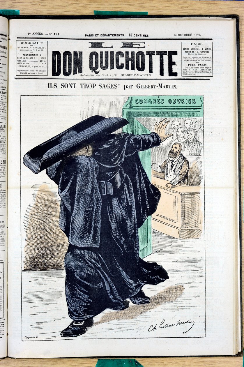 Omslag til ""Le Don Quixote"", nummer 121, satirisk i farger av Charles Gilbert Martin
