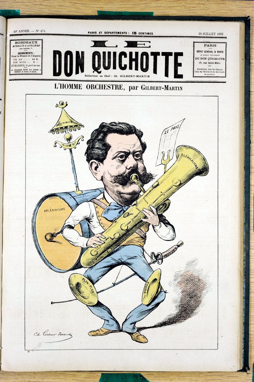 Omslag til ""Le Don Quixote"", nummer 474, satirisk i farger av Charles Gilbert Martin